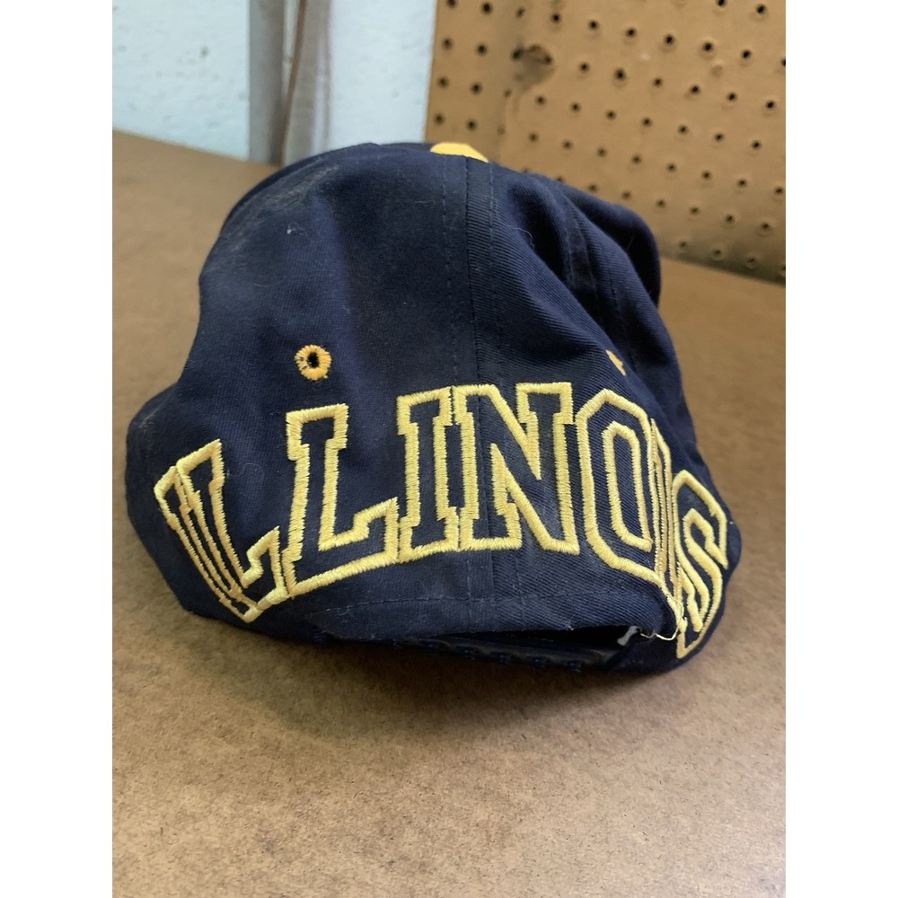 Vintage Illinois Abe Lincoln Yellow Navy Blue Hat USA Annco - Picture 5 of 5